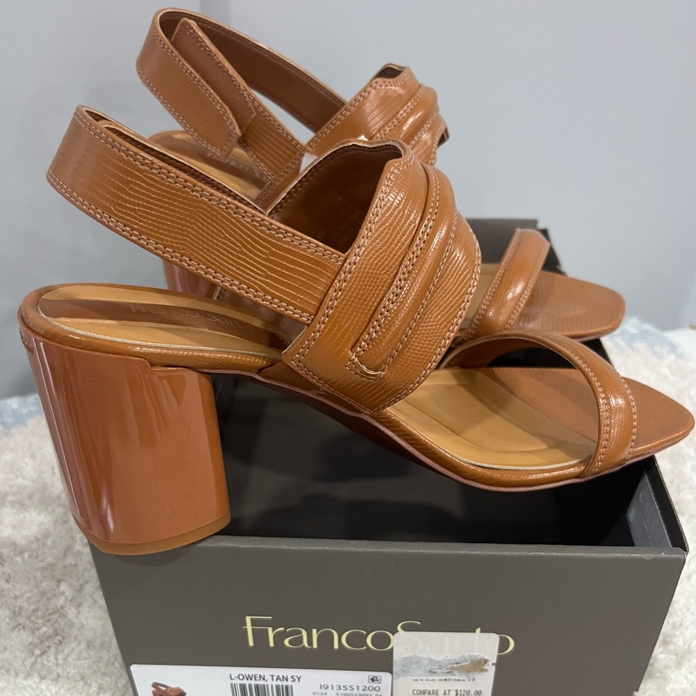 Franco Sarto Women's Brown Block Heel Sandals - Picture 4 of 6
